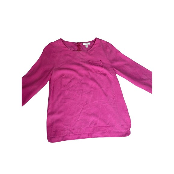 J. Crew Fuchsia Pink 100% Silk 3/4 Sleeve tunic Blouse Size 2 - Picture 8 of 9
